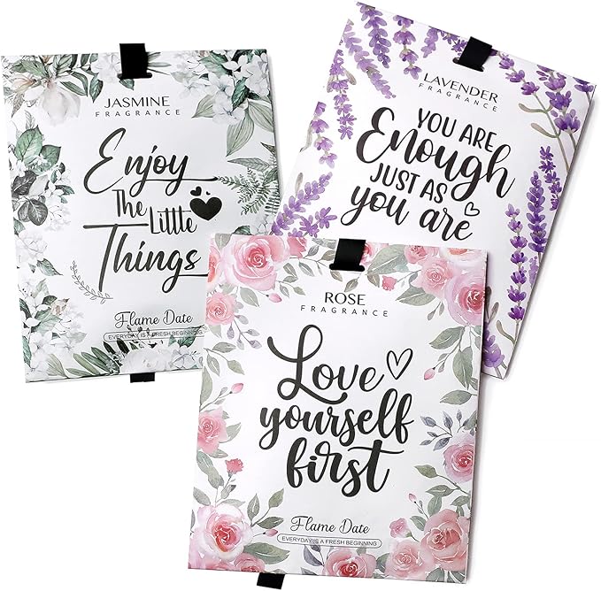 9 Pack Inspirational Scented Sachets - Valentines Day Girlfriend Gifts for Wife | Natural Moth Repellent for Closets, Air Freshener for Home | Shoe & Car Deodorizer for Drawer(Lavender, Jasmine, Rose)