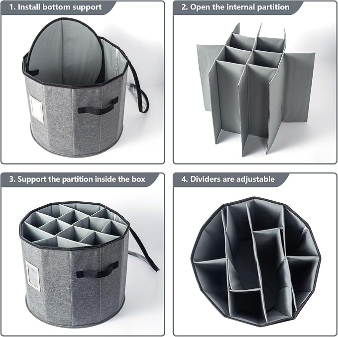 Shoe Organizer for Closet - Cylindrical Shoe Storage with Removable Dividers, Transparent Top Viewing Window, Foldable Design and Adjustable Compartments
