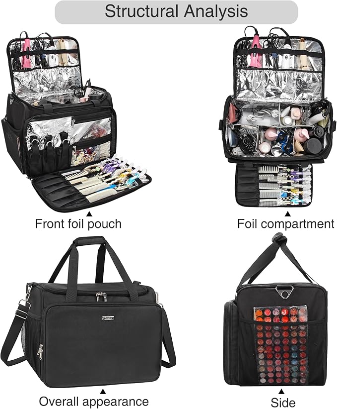 MONSTINA Hairdressing Bag with 4 small bag, Hairstylist Travel Bag, Professional Cosmetics Beauty Hairdresser Bag with Shoulder Strap, Hair Makeup Salon Organizer Bag for Barber Insulation Material