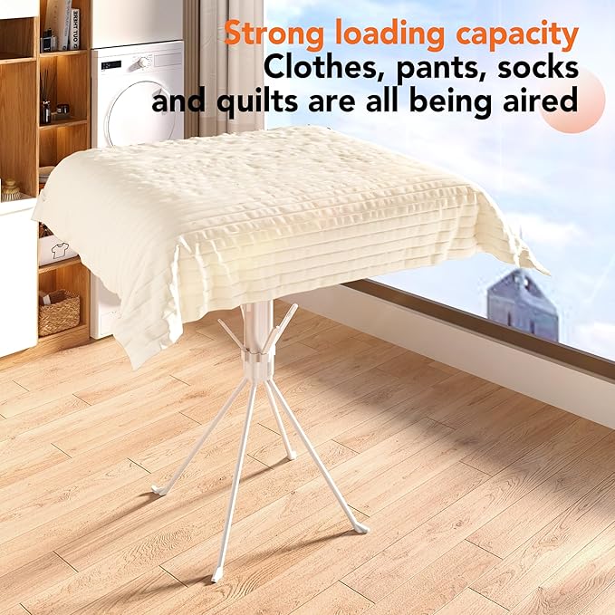 Clothes Drying Rack, Telescoping Tripod Foldable Laundry Dryer, Portable Space Saving Garment Organizer for Laundry Room, Bedroom, Balcony, Apartment & Dorm