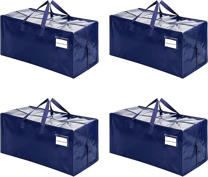 VENO 4 Pack Heavy Duty Moving Bags with Backpack Straps, Zippers & Handles, Extra Large Packing Bags for College Dorm Essentials, Moving Supplies Alternative to Cardboard Moving Boxes