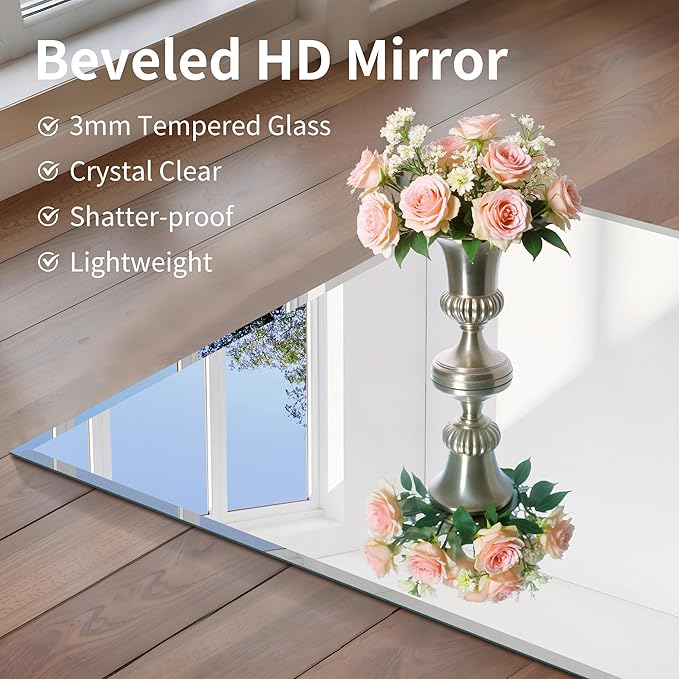 CILIBER 60x40 Large Beveled Mirror, Frameless Beveled Bathroom Mirrors for Over Sink, Upgraded Shatterproof Beveled Frameless Vanity Mirror for Bathroom,Bedroom,Living Room and Entryway