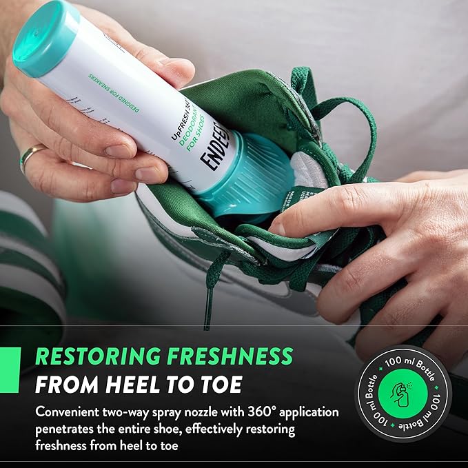 Endees UpFresh 360° Shoe Deodorizer Spray – 6 x 3.38 Fl Ozl I Foot Odor Eliminator Shoe Spray for Smelly Shoes, Feet, Sneakers, Boots, and Gym Bags, Stinky Smell Elimination Deodorant, Travel Size