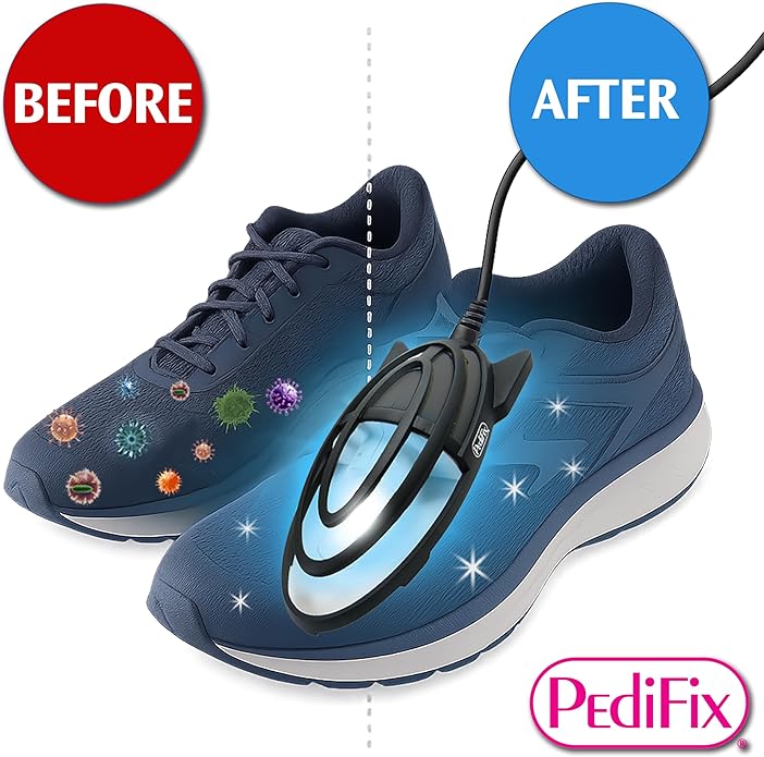 Pedifix ShoeZap Clinically Proven Germicidal Light Technology, 15 Minute UV (Ultraviolet) Shoe Sanitizer that Eliminates Odor Causing Germs, Bacteria, and Fungus