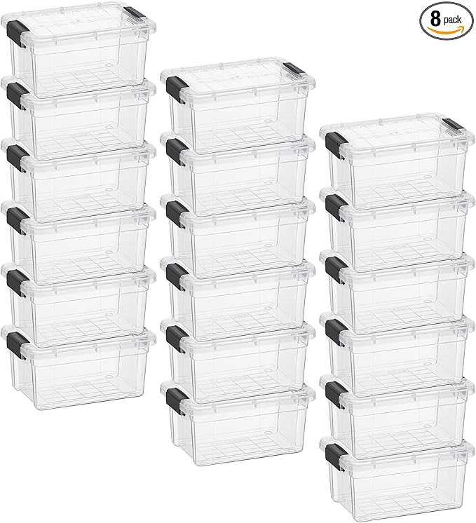 Superio Storage Bins with Lids- 8 Pack, 1.85 Qt Clear Boxes for Organizing, Stackable Plastic Containers- BPA Free, Non-Toxic, Odor Free, Organizer for Home, Office, Dorm