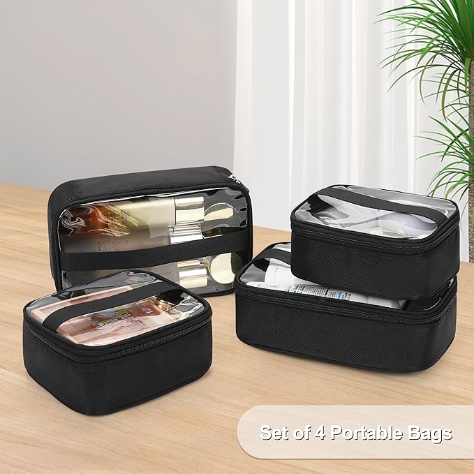 Relavel Rolling Makeup Case, Extra Large Travel Train Case with 360° Spinner Wheels, 3 Layer with Insulation Compartment & Four Clear Storage Bags, Professional Makeup Artist Bag Set, Black