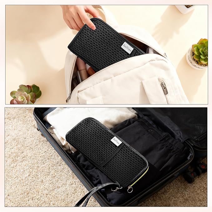 Hair Tools Organizer Bag Heat Resistant Mat Case Hot Tools Travel Bag Portable Flat Iron Pouch Case for Hair Straighteners, Curling Irons, Flat Irons and Hot Styling Tools (Black)