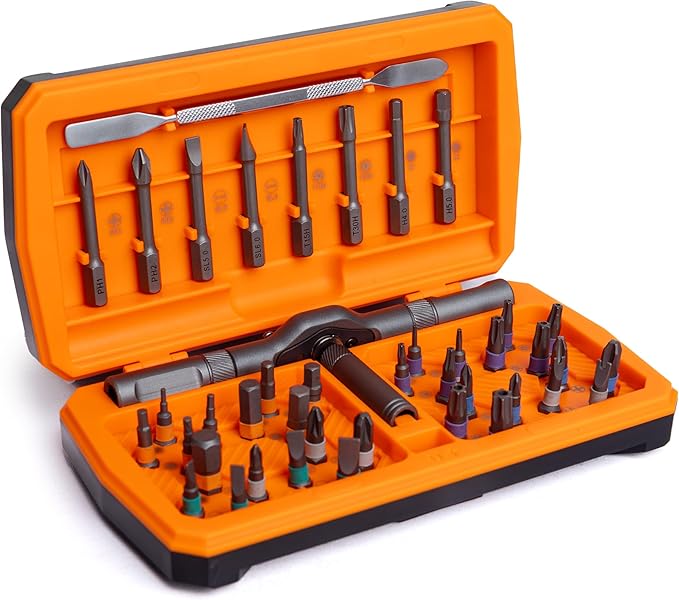 42 in 1 Magnetic Screwdriver, Screwdriver Set, Multi Bit Ratcheting Screwdriver Set with Storage Case Repair Tool Kit for Computer, Eyeglass, Bicycles, Watch, Ring Doorbell, Furniture and DIY