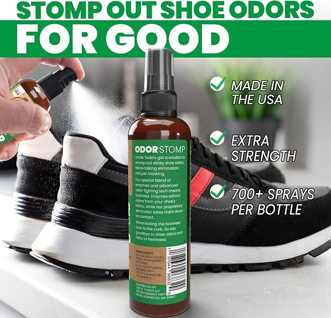 Uncle Todd's Shoe Deodorizer Spray - Proven & Powerful Enzyme Formula Spray for Shoe Odor Elimination in All Footwear (Mountain Fresh)