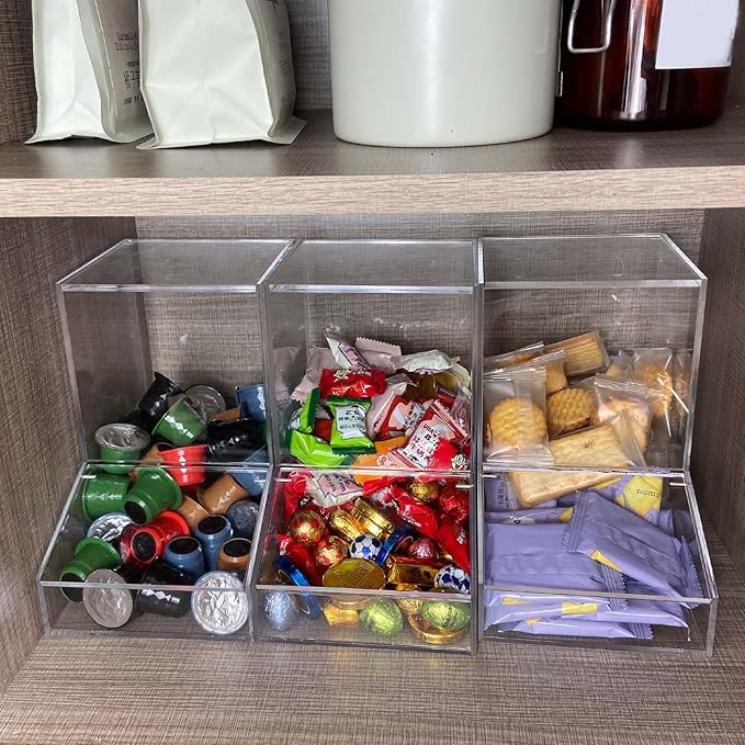 Laundry Pods Container, Acrylic Candy Dispenser with 2 Lid, Dishwasher Pod Holder for Laundry Room, Home, kitchen, Office Used- Stand or Wall Mount