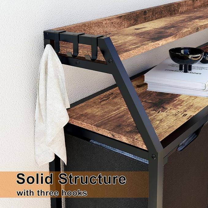 Laundry Hamper, Laundry Sorter 4 Section, Rolling Laundry Basket with Wheels, 2 Shelves, 4 × 14.5 Gal, Pull-Out and Removable Oxford Fabric Bags, for Laundry Room, 4 Colors