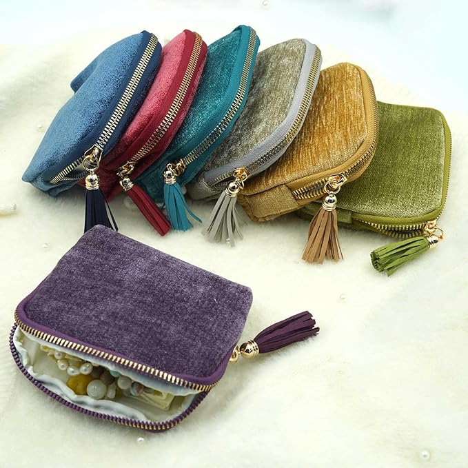 Travel Jewelry Case, Travel Jewelry Organizer, Travel Jewelry Bag with Zipper, Small Travel Jewelry Pouch for Necklaces Bracelets Bangles Rings Earrings Gemstones Storage(Sky blue)