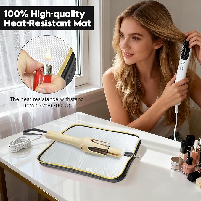 Hair Tools Organizer Bag Heat Resistant Mat Case Hot Tools Travel Bag Portable Flat Iron Pouch Case for Hair Straighteners, Curling Irons, Flat Irons and Hot Styling Tools (Black)