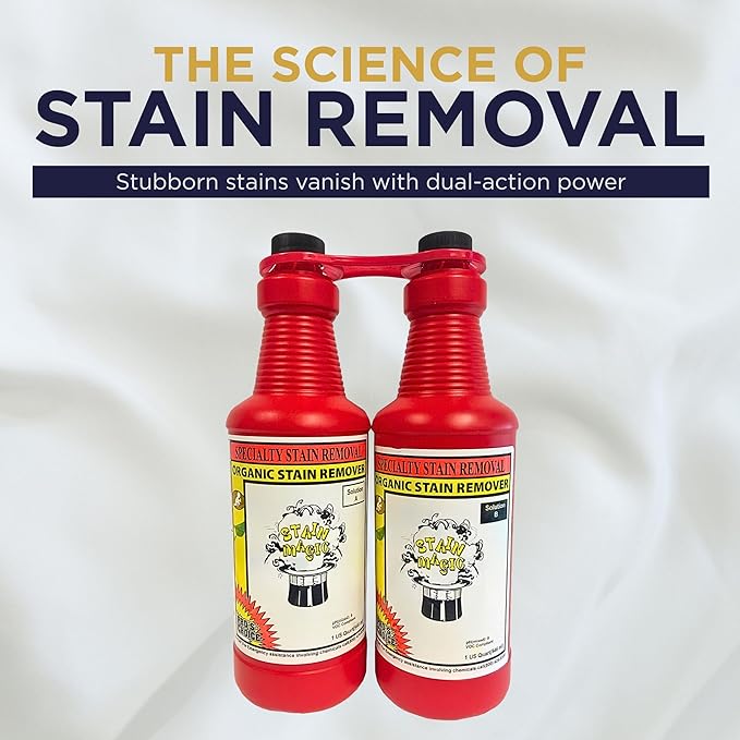 Pro’s Choice Stain Magic, Professional Grade Upholstery & Carpet Stain Remover for Clothes Laundry & Tough Organic Stains, Effective Fabric Spot Cleaner for Red Wine, Coffee, Tea, Pet Stains & More
