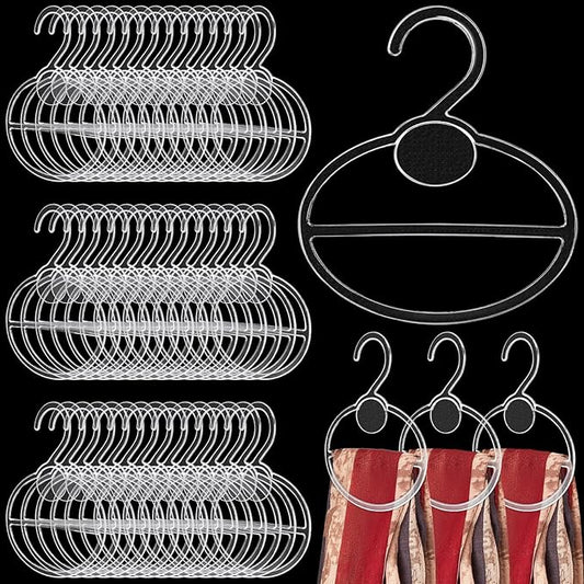 50 Pcs Scarf Hanger Plastic Holder Organizer Space Saving Scarf Organizer Clothes Hanger for Scarves Headscarves Clothing Sorting Storing (Clear)