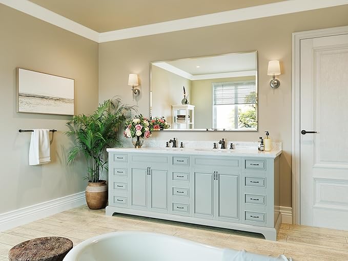 Beveled Bathroom Mirror, 55"x36" Frameless Bathroom Mirror, Bathroom Vanity Wall Mirrors for Gym, Over Sink, Living Room Hangs Horizontally or Vertically