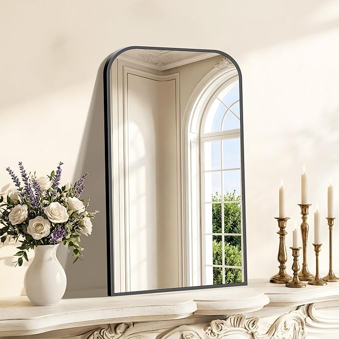 Bathroom Mirror, 18x30 inch Black Rectangle Wall Mounted Mirror with Thin Frame, Bathroom Vanity Mirrors for Over Sink, Entryway, Living Room, Bedroom