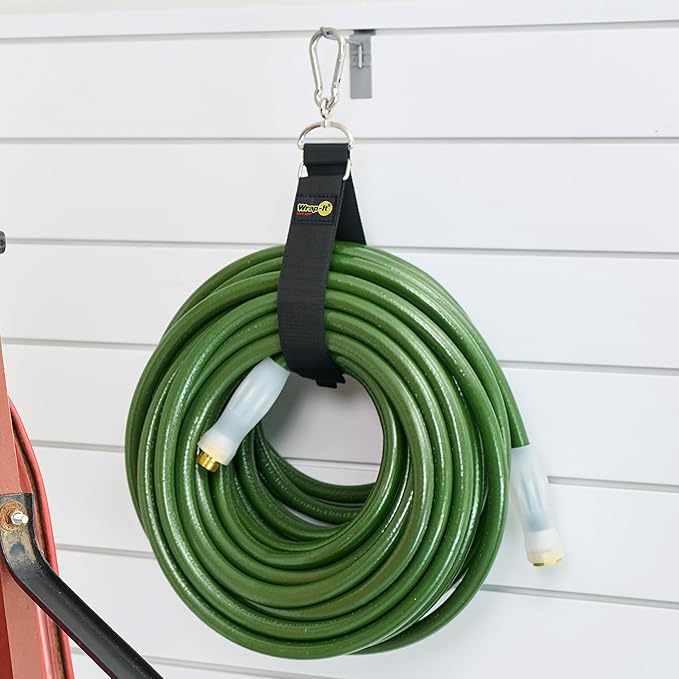 Wrap-It Storage Hook 'n Hang Straps - 32" (2-Pack) Black - Carabiner Straps to Use as Heavy Duty Extension Cord Organizer or RV Hose