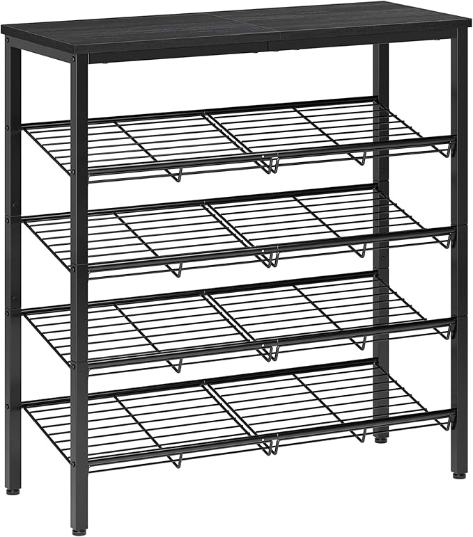 Shoe Rack for Closet,5 Tier Shoe Organizer for Entryway,Shoe Shelf with Storage Shelves and Spacious Top,Max Holds 20 of Shoes,Black