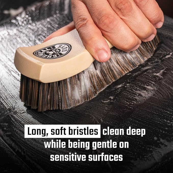 Chemical Guys Long Bristle Horse Hair Leather Cleaning Brush - Leather Brush to Gently Clean Car Interiors, Furniture, Sneakers, Boots, and More - Safe for Natural, Synthetic, Faux, and Pleather