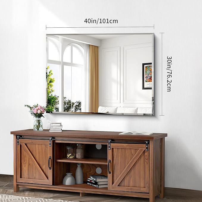 CILIBER Beveled Bathroom Mirror, 30x40 Large Frameless Mirrors for Over Sink, Upgraded Shatterproof Beveled Frameless Vanity Mirror for Bathroom,Bedroom,Living Room and Entryway