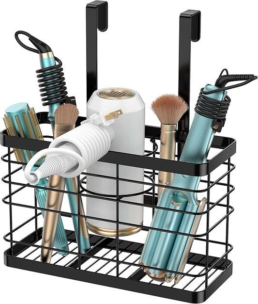 Hair Tool Organizer - Blow Dryer & Hair Dryer Holder Cabinet Door, Bathroom Organizer & Storage Basket for Styling Tools