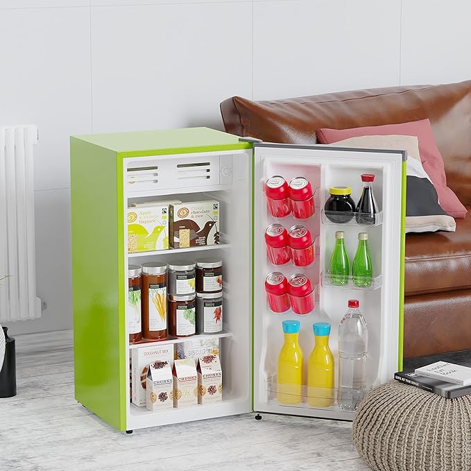ARCTIC CHEF Mini Refrigerator-Freezer Compartment-Adjustable Thermostat Control-Reversible Doors-Ideal for Dorm, Office, RV, Garage, Apartment-LIME, 3.2 CU.FT