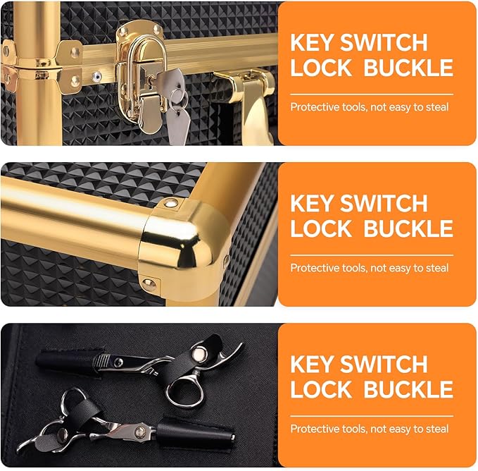 Makuep Train Case,Extra Large See-Through 6 Trays Makeup Box Travel Case Professional Cosmetic Storage for Makeup Artist, Nail Tech, Hairstylists Salon Barber Case