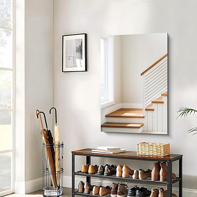 CILIBER Frameless Mirror, 24x36 Inch Bathroom Mirror for Wall, Rectangle Bathroom Vanity Mirrors with Polished Edge, Hangs Horizontally or Vertically for Bathroom, Bedroom and Living Room