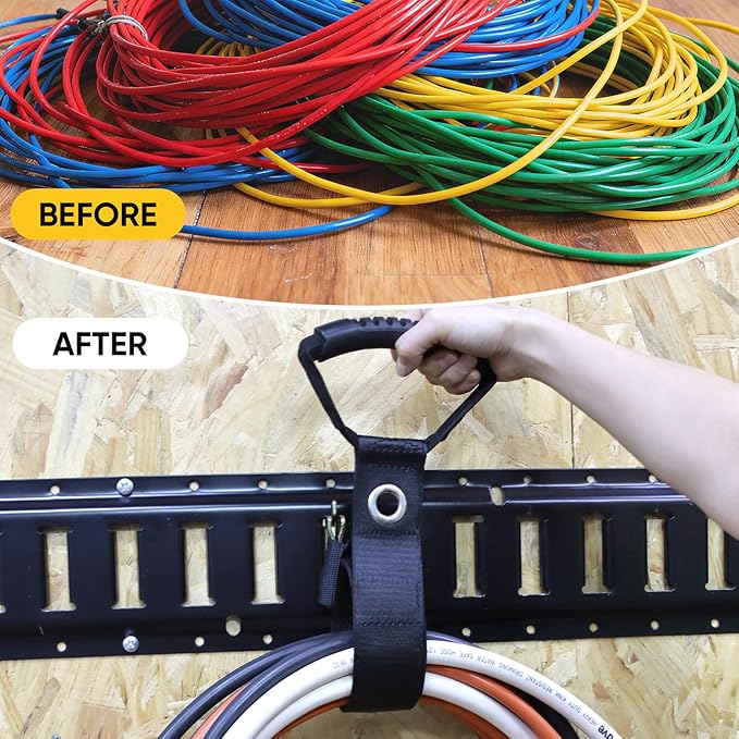 4 Pack Etrack Extension Cord Organizer, 17" Hook & Loop Closure E-track Rail Accessories Storage Straps Extension Cord Holder for Keep Cords, E Track, Hoses, Ropes, Cables Organized