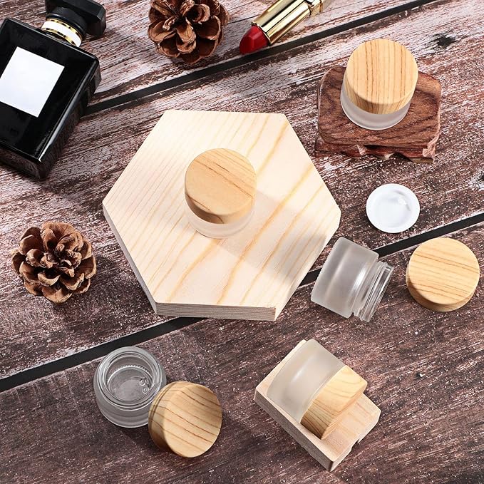 Geiserailie 10 Pieces Glass Cosmetic Containers Empty Sample Jars with Leak Proof Lids Makeup Sample Containers for Lotion Cream Cosmetic (30 Gram)