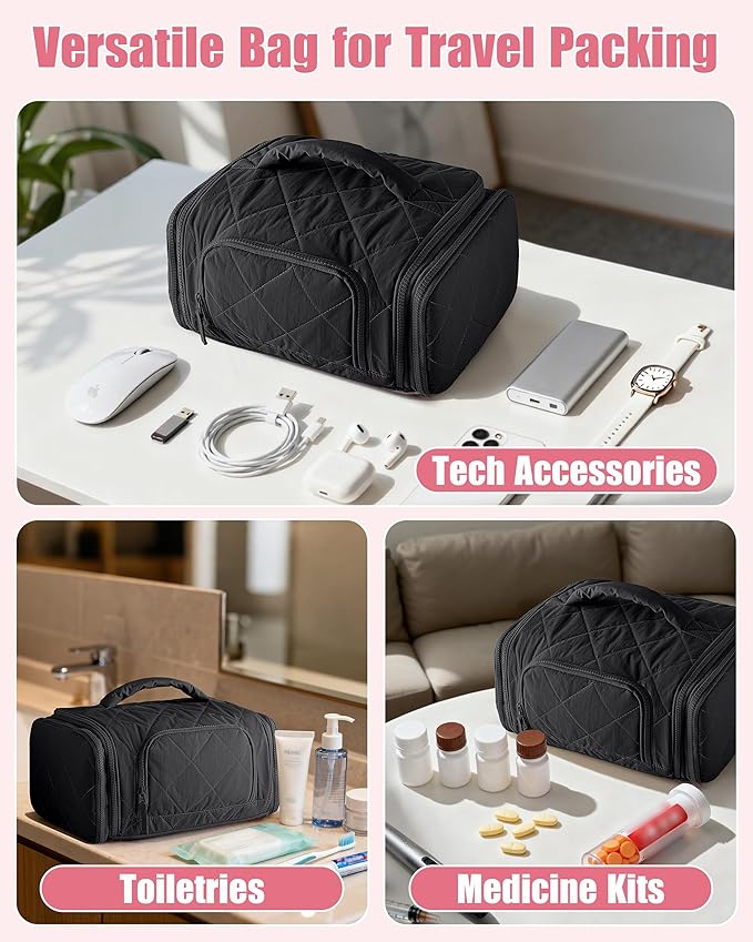 Cable Organizer Bag, Travel Cord & Charger Organizer Pouch for Tech Accessories & Electronics, Home Storage, Black