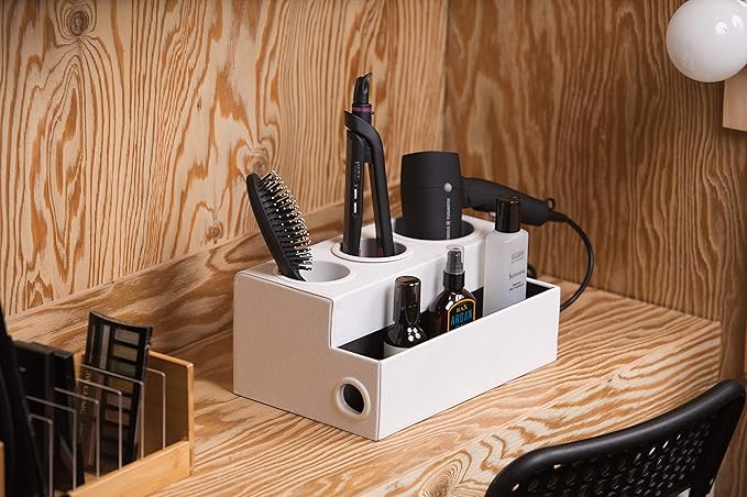 J JACKCUBE DESIGN Hair Tool Organizer Dryer Holder Hair Styling Accessories Organizer Bathroom Storage Countertop with 3 Holes(White) – MK154D