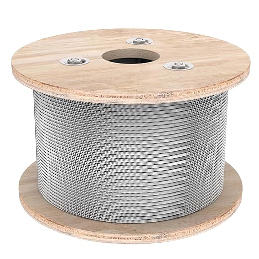 3/16 Stainless Steel Cable, 400ft Wire Rope, 7x19 Strands Aircraft Cable for Deck Cable Railing System, 3700lbs Breaking Strength Marine Grade for Rail, Deck, Clothesline, Yard Zipline