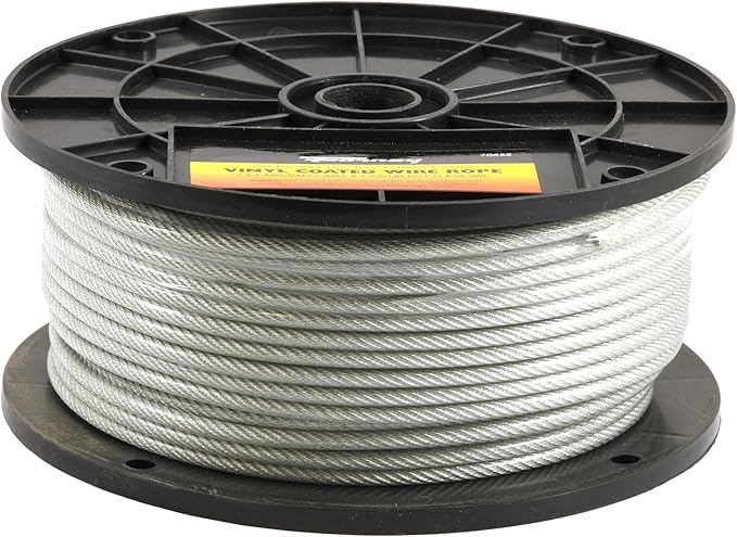 Forney 70452 1/8-Inch-3/16-Inch Vinyl Coated Galvanized Wire Rope Aircraft Cable, 250-Feet
