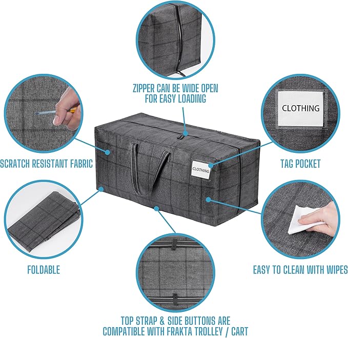 VENO 6 Pack Heavy Duty Moving Bags with Backpack Straps, Zippers & Handles, Extra Large Packing Bags for College Dorm Essentials, Moving Supplies Alternative to Cardboard Moving Boxes