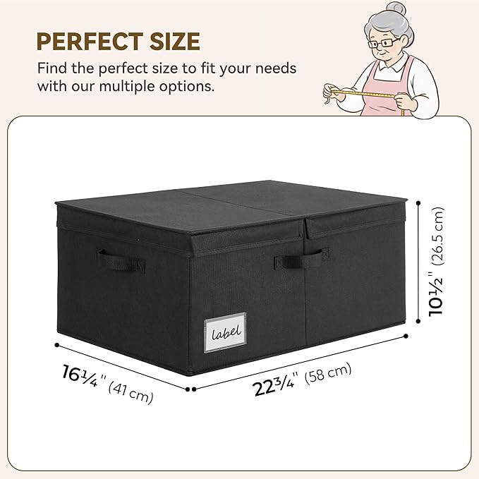 GRANNY SAYS Decorative Storage Boxes with Lid, Large Storage Bins with Double-Open Lid, Fabric Storage Bin for Clothes, 63L Closet Linen Storage Bin, Black, 2-Pack