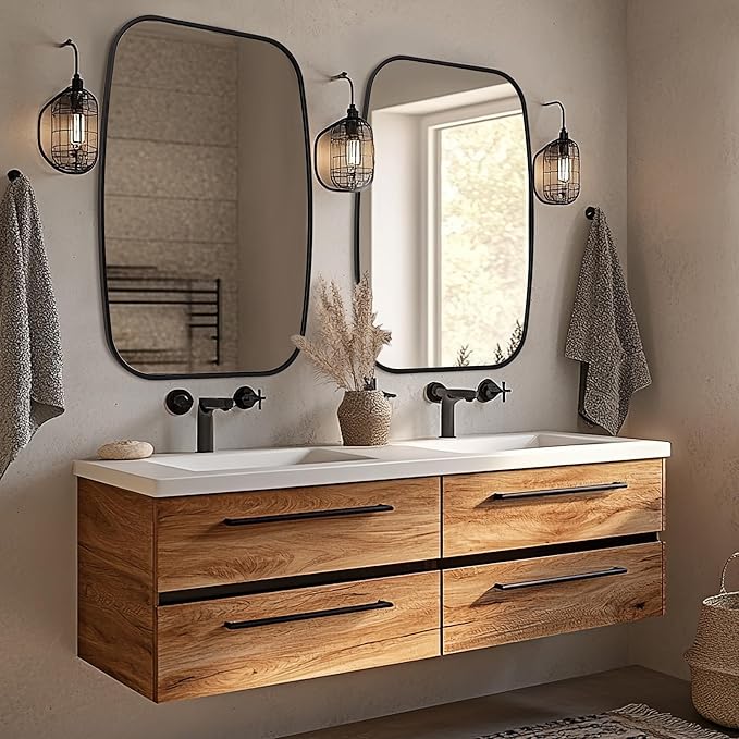 ANDY STAR Black Oval Mirrors for Bathroom, 24x36 Inch Oblong Bathroom Mirrors for Over Sink, Modern Metal Vanity Mirror, Non-Rusting SUS304 Metal Tube Frame, Wall-Mounted Vertically or Horizontally