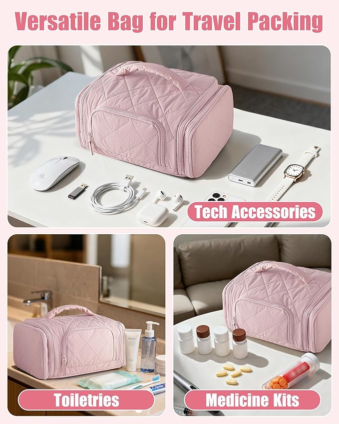 Cable Organizer Bag, Travel Cord & Charger Organizer Pouch for Tech Accessories & Electronics, Home Storage, Pink