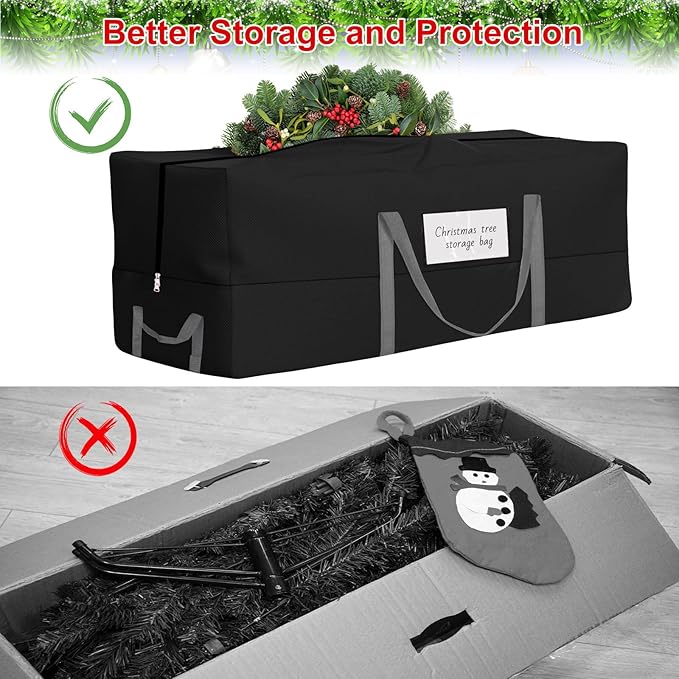 Christmas Tree Storage Bag, Fits Up 10 Ft Tall Artificial Trees, Heavy-Duty 600D Oxford Tree Bag with Reinforced Handles Zipper Clear Pocket, Storage Bags for Moving Items, Clothing, Outdoor, Bedding