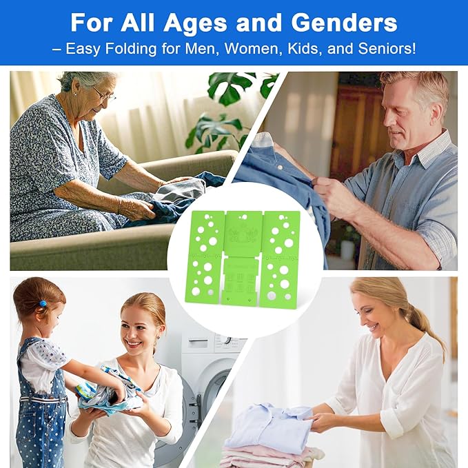 BoxLegend V5 Shirt Folding Board T-Shirt Folder Clothes Folder Laundry Organizer Helper for Adult Clothing Durable Plastic Folding Tool, Green