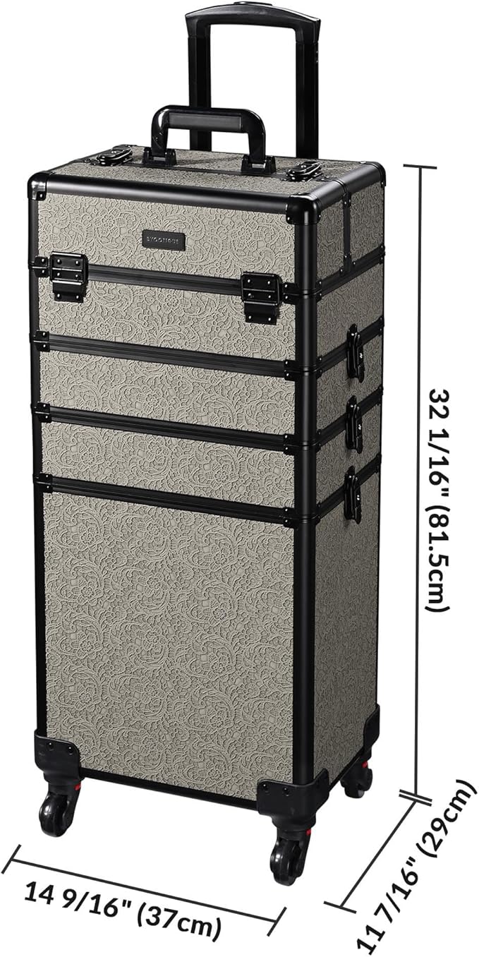 BYOOTIQUE Rolling Makeup Cases Organizer Nail Tech Storage Cart Hairdressing Brush Bags False Eyelash Storage for Beauty Salon Traveling Beautician Manicurist Hairstylist,Rococo GainsBoro