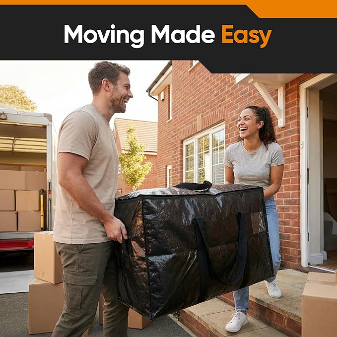 HOLDN’ STORAGE Extra Large Moving Storage Bag with Zipper Lid, Heavy Duty Reusable Tote for Clothes, Bedding, Books, Dorm & Home, Pack of 10 (Mix Pack)