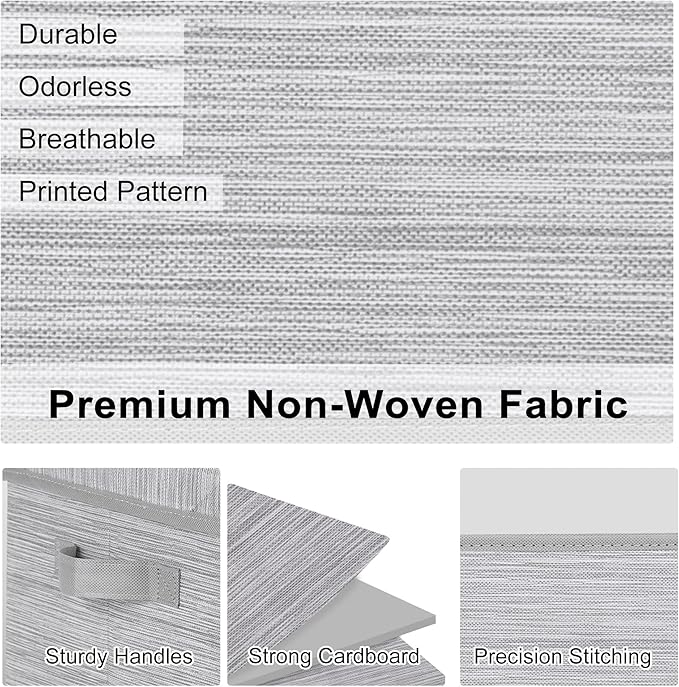 WUIKE 3 Pack Extra Large Closet Storage Bins with Lids, Gray Storage Boxes with Handles, Fabric Storage Baskets with Cover for Bedroom