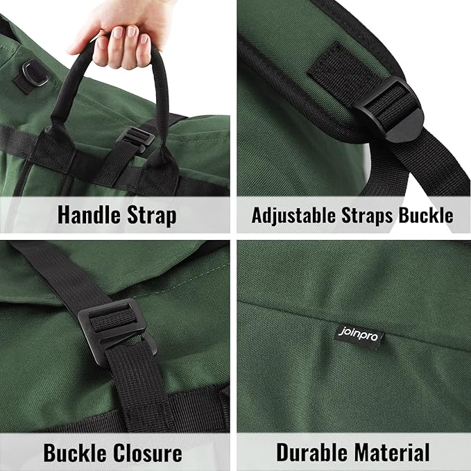 Laundry Bag Backpack, 125L Extra Large Laundry Backpack with Shoulder Straps, Adjustable Extendable Laundry Hamper Bag with 3 Pockets for College, Travel, Camping (Army Green)