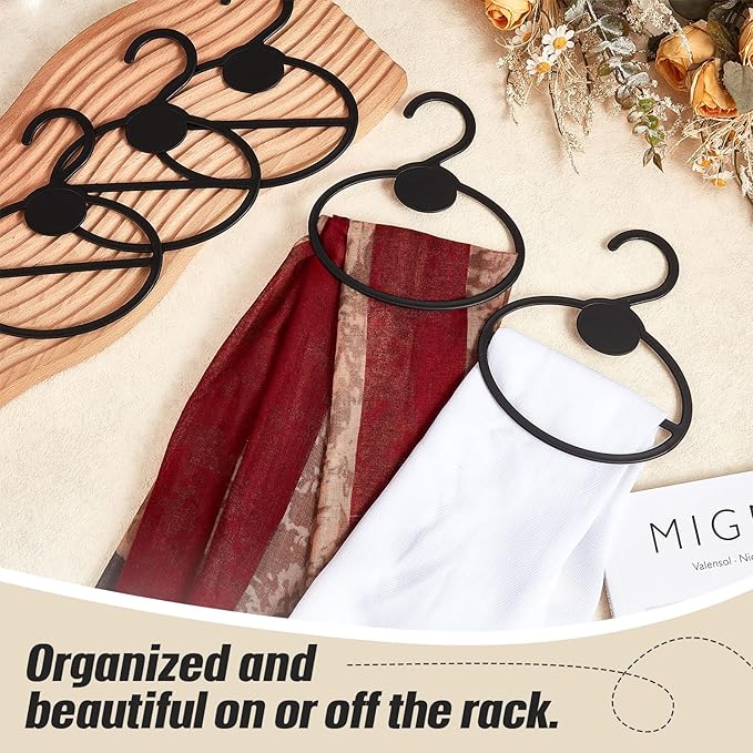 100 Pcs Scarf Hanger Plastic Holder Organizer Space Saving Scarf Organizer Clothes Hanger for Scarves Headscarves Clothing Sorting Storing (Black)