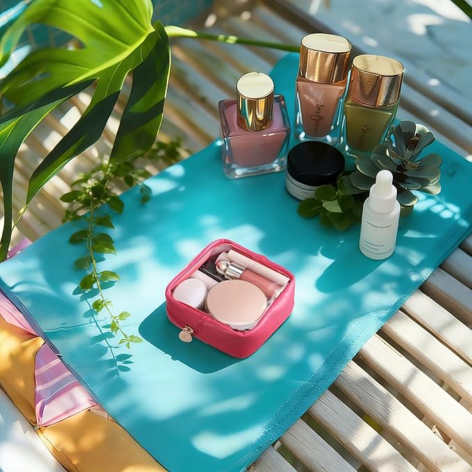 Pocmimut Makeup Bag,Mini Makeup Bag Cute Pouch Purse Organizer Travel Essentials,Clear Makeup Pouch for Car Accessories for Women,Hot Pink