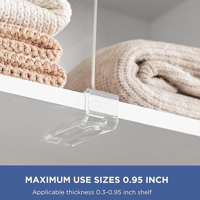HBlife 16 Pack Clear Shelf Dividers, Vertical Purse Organizer for Closet Perfect for Sweater, Shirts, Handbags in Bedroom and Kitchen, Adjustable Acrylic Bookshelf for Organization