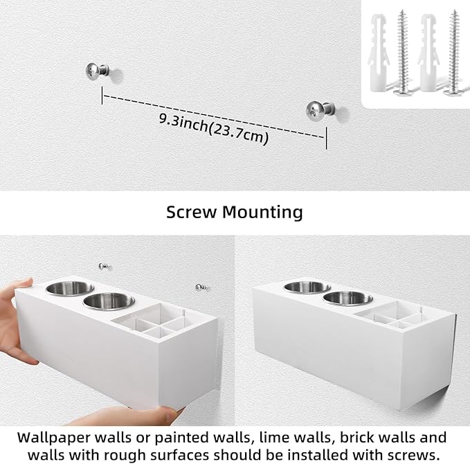 Hair Dryer Countertop Holder, Hair Tool Organizer Wall Mount, Blow Dryer Holder Organizer, Bathroom Countertop Blow Dryer Holder and Curling Iron Holder (Cedar Wood, White)