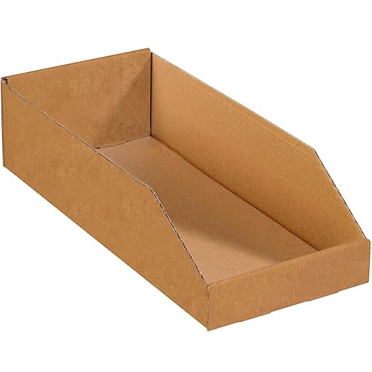 BOX USA BBINBWZ818K Open Top Bin Boxes, 8" x 18" x 4 1/2", Kraft (Pack of 50)